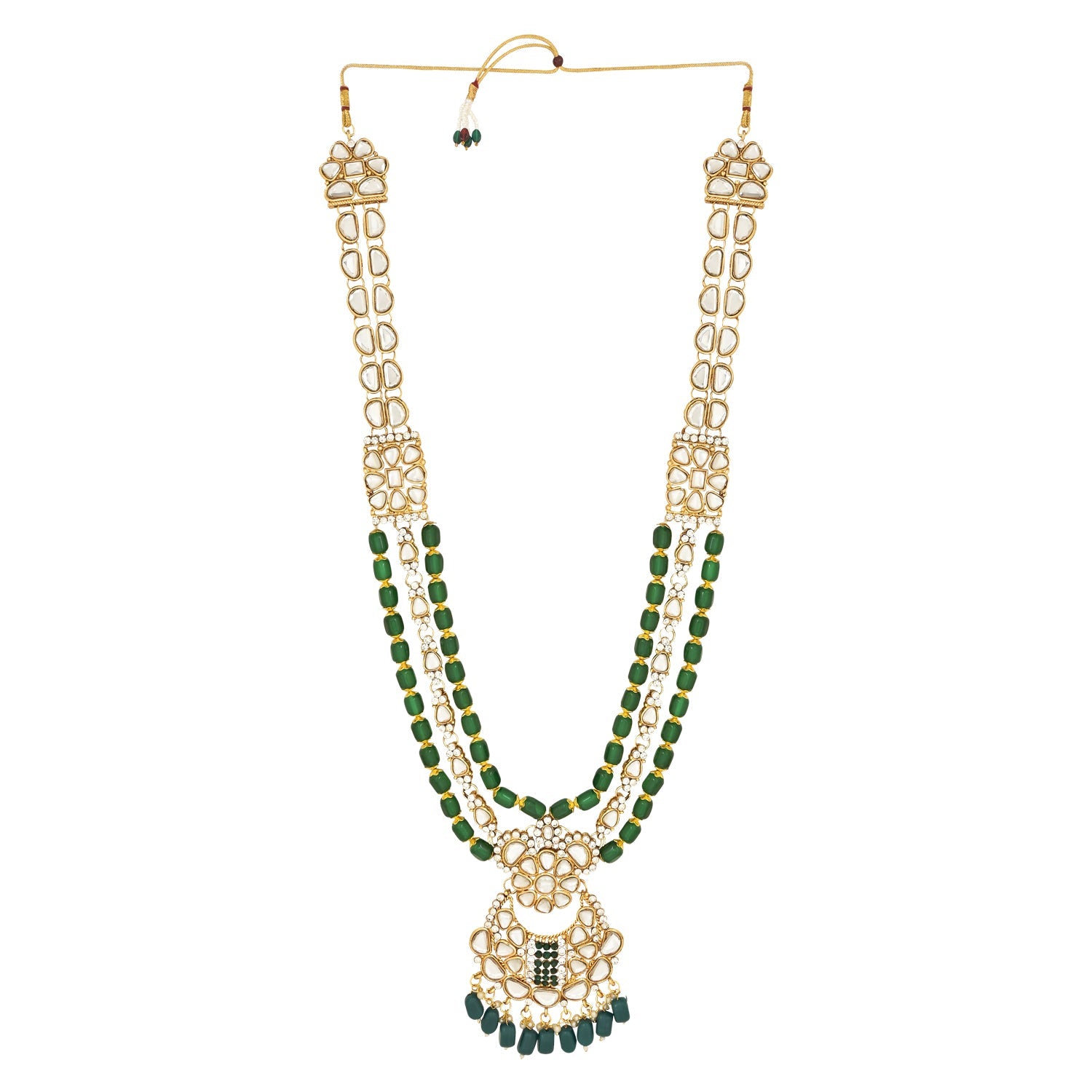 Etnico Wedding Collection Traditional Ethnic Gold Plated Pearl & Kundan Stone Work Bridal Jewellery Set For Women