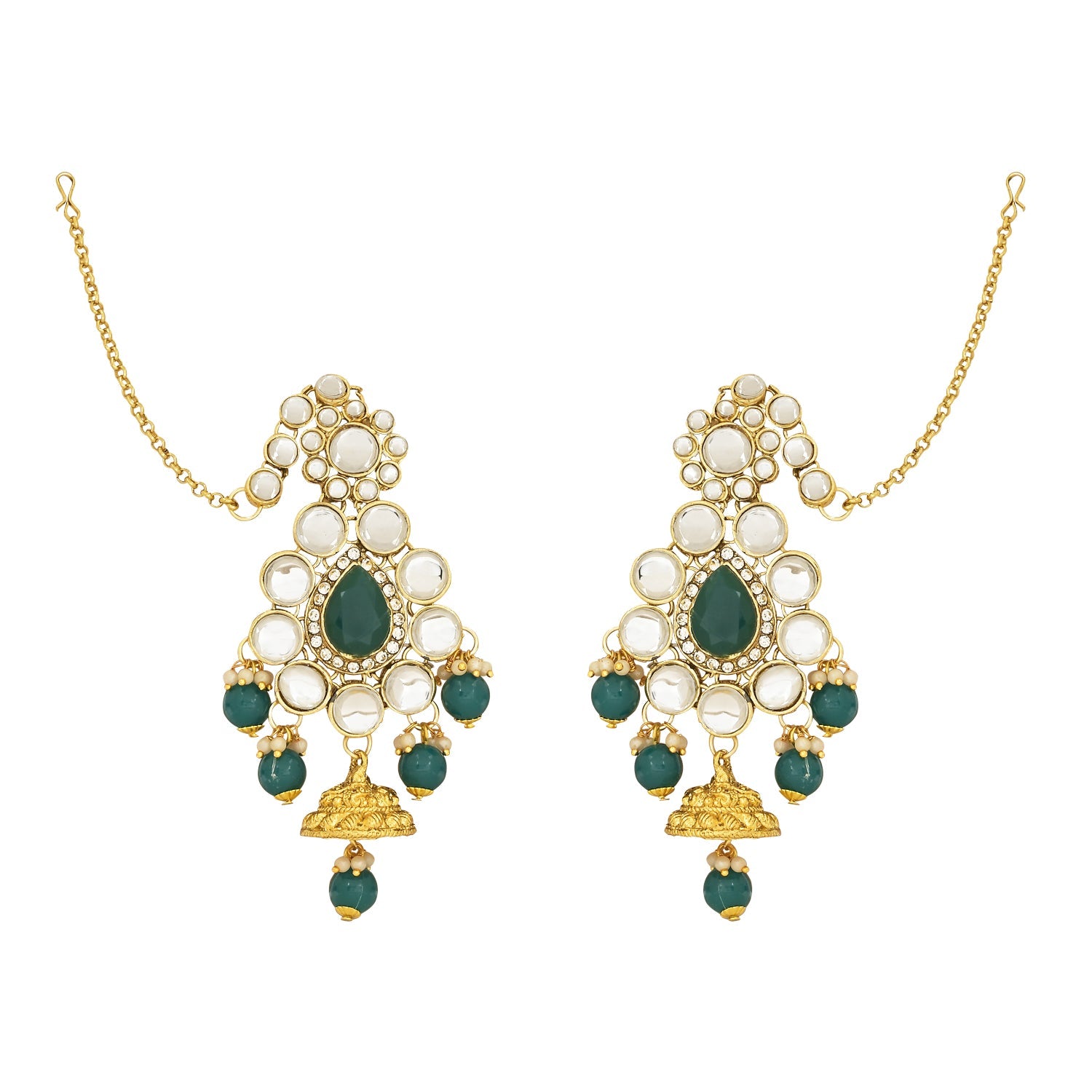 Etnico Wedding Collection Traditional Ethnic Gold Plated Pearl & Kundan Stone Work Bridal Jewellery Set For Women