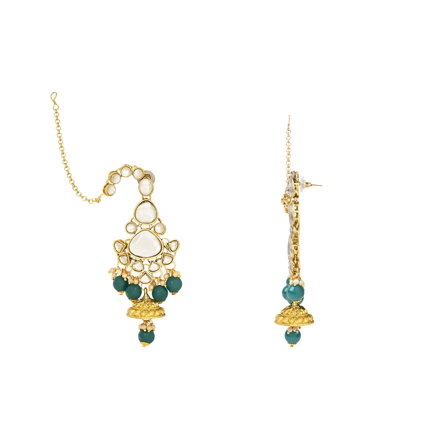 Etnico Wedding Collection Traditional Ethnic Gold Plated Pearl & Kundan Stone Work Bridal Jewellery Set For Women