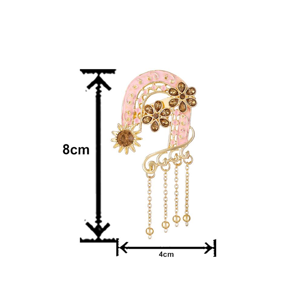 Mahi Light Pink Meenakari Work Enamel Floral Design with Hanging Chain Shervani / Indowestern Brooch for Men (BP1101120GLPin)