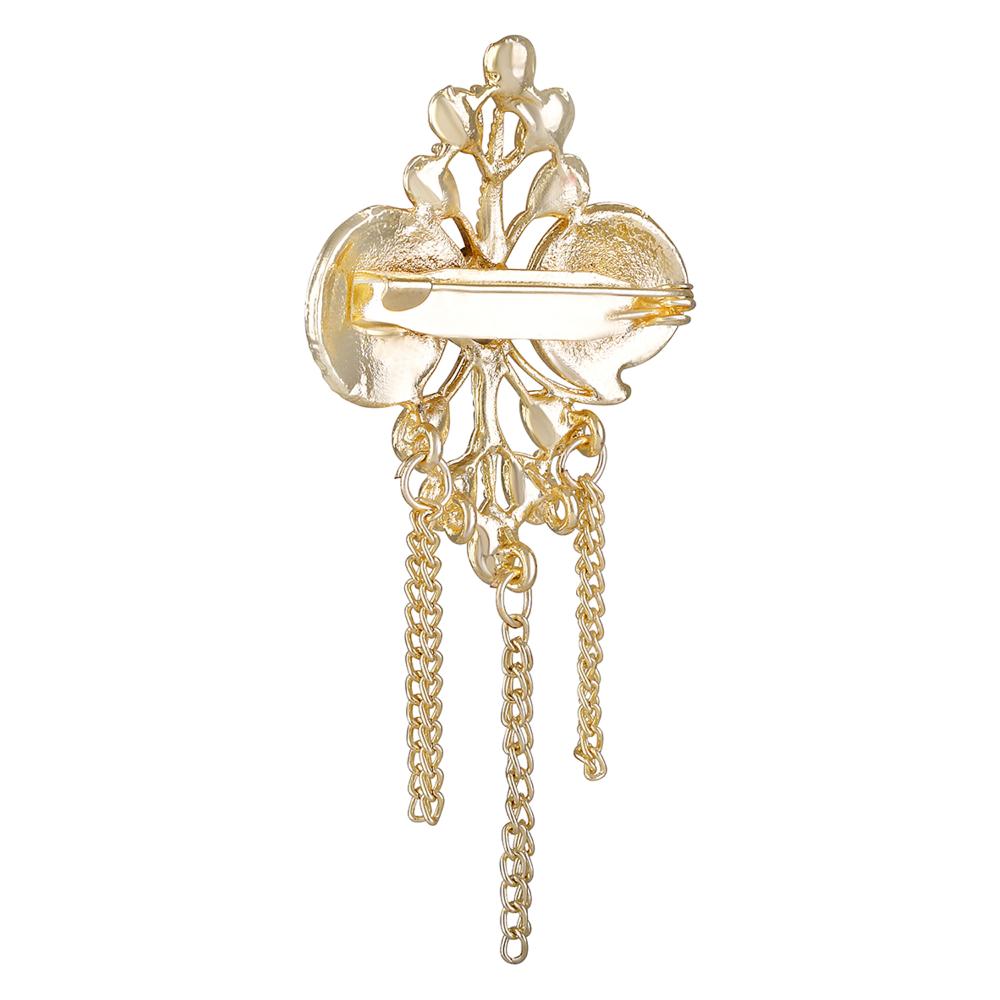 Mahi Pink Meenakari Work Hanging Chains Floral Brooch for Men (BP1101124GLPin)