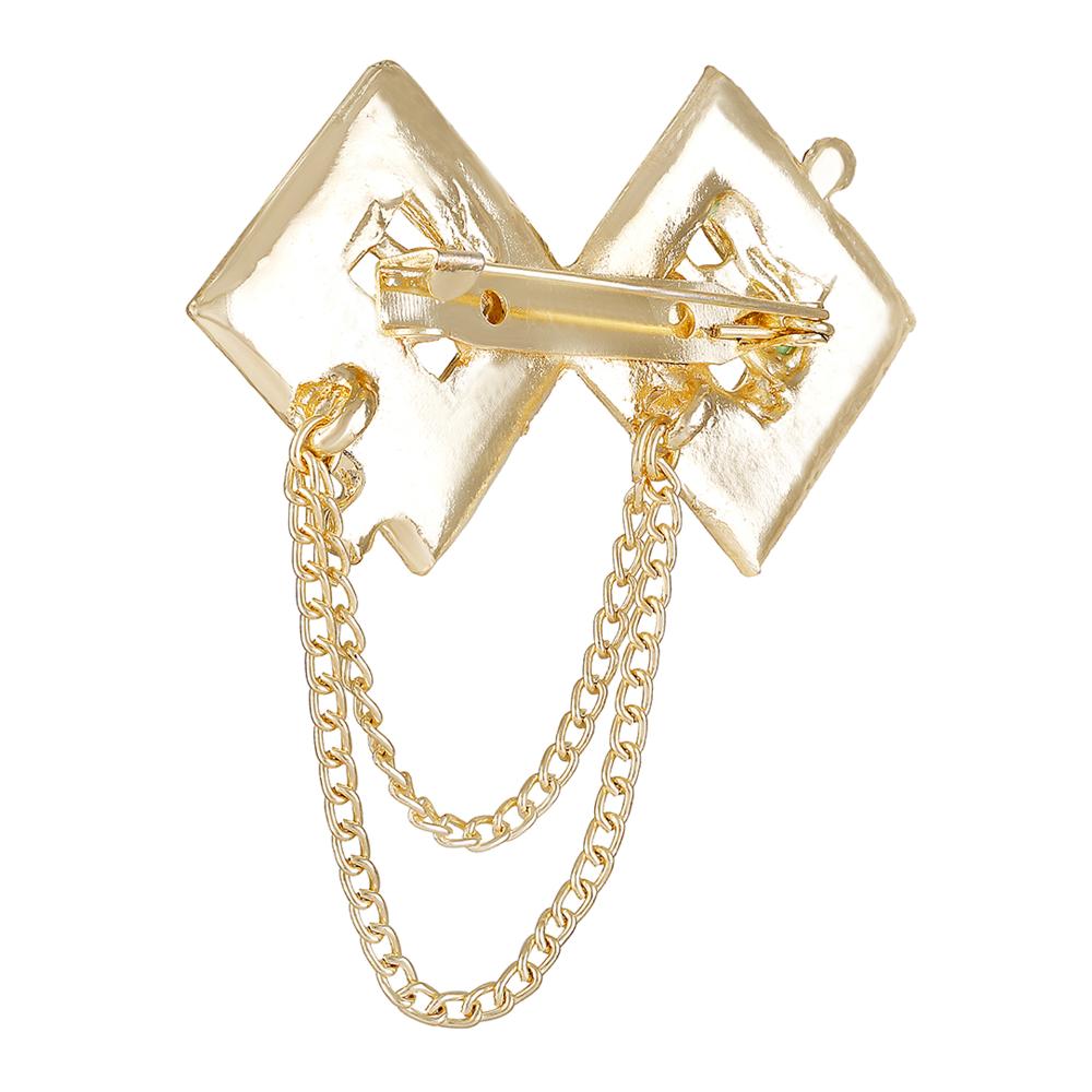 Mahi Light Green Meenakari Work Dual Rhombus Shaped Hanging Chains Brooch for Men (BP1101129GLGre)