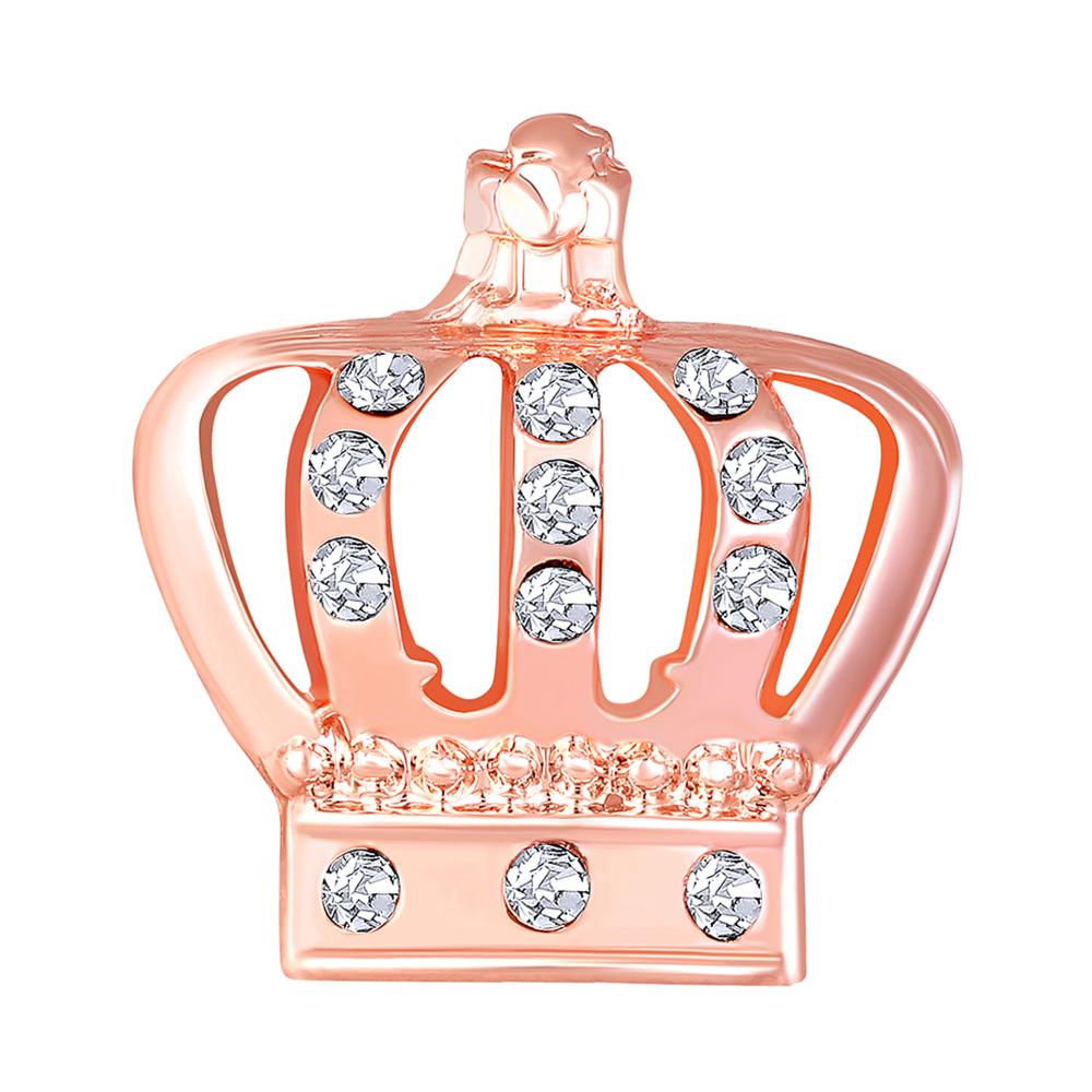Mahi Rosegold Plated Elegant Crystal Crown Brooch Suit Accessories for Men (BP1101131ZWhi)
