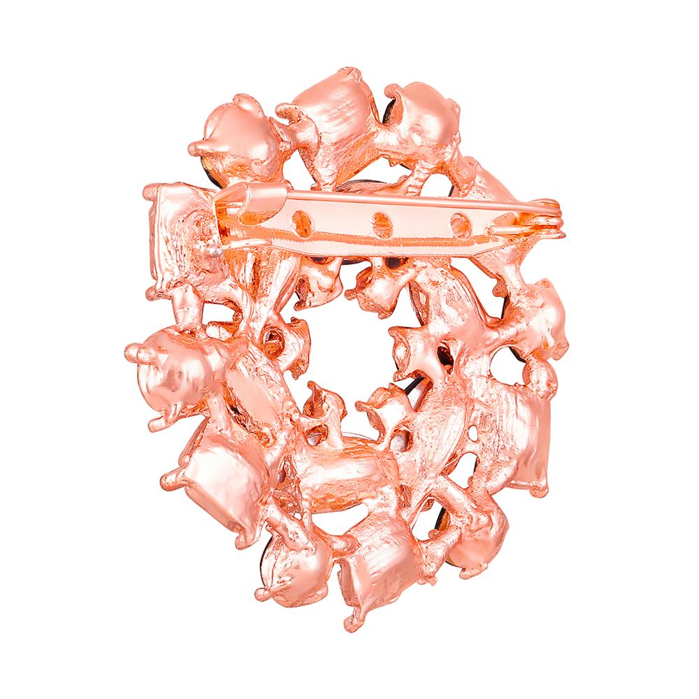 Mahi Rosegold Plated Brilliant Vintage Sapphire Blue Crystals Saree Pin / Wedding Brooch for Women (BP1101133ZBlu)