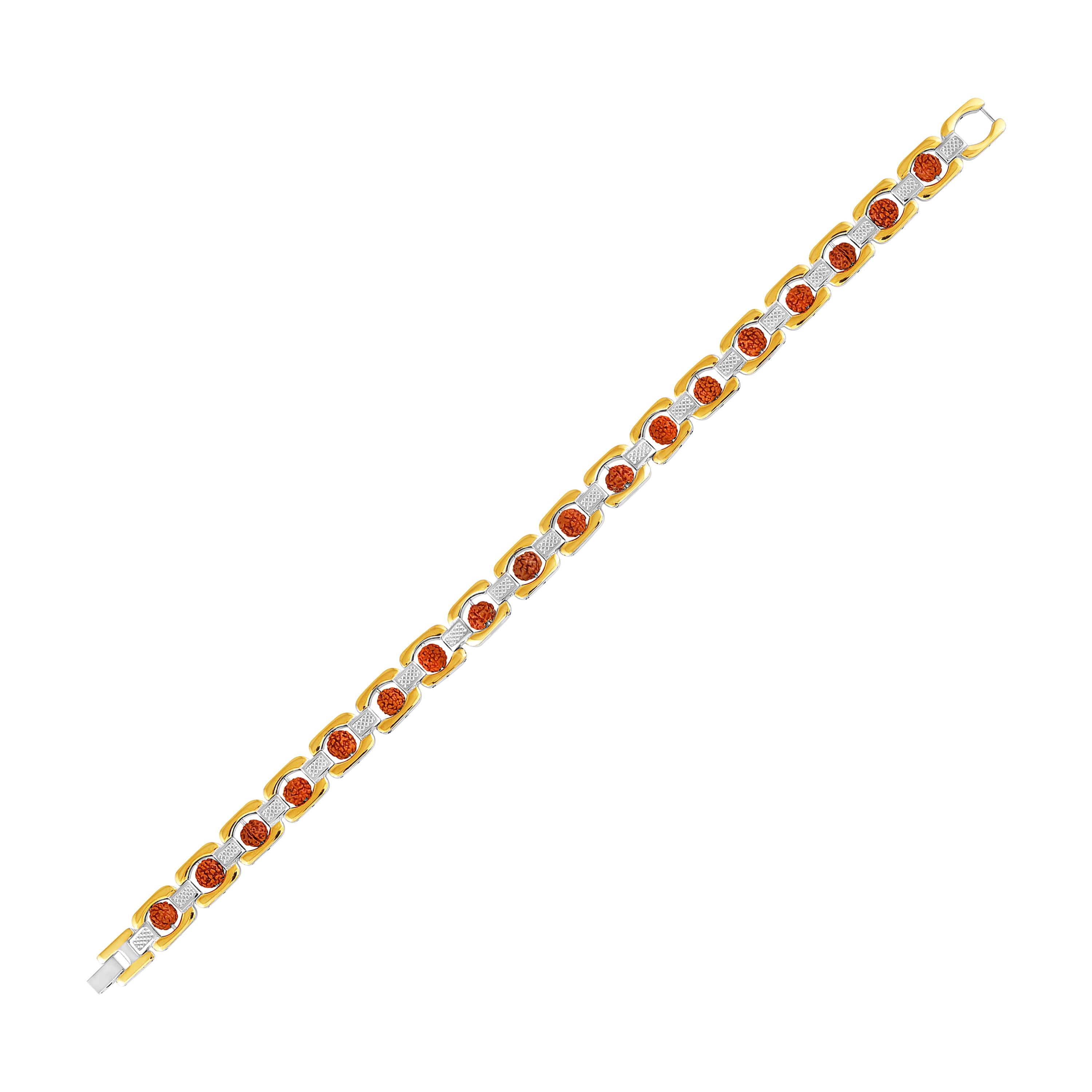 Mahi Stylish Silver & Gold Plated Spiritual Wristwear Premium Link Design Rudraksha Bracelet for Men (BR1101098M)