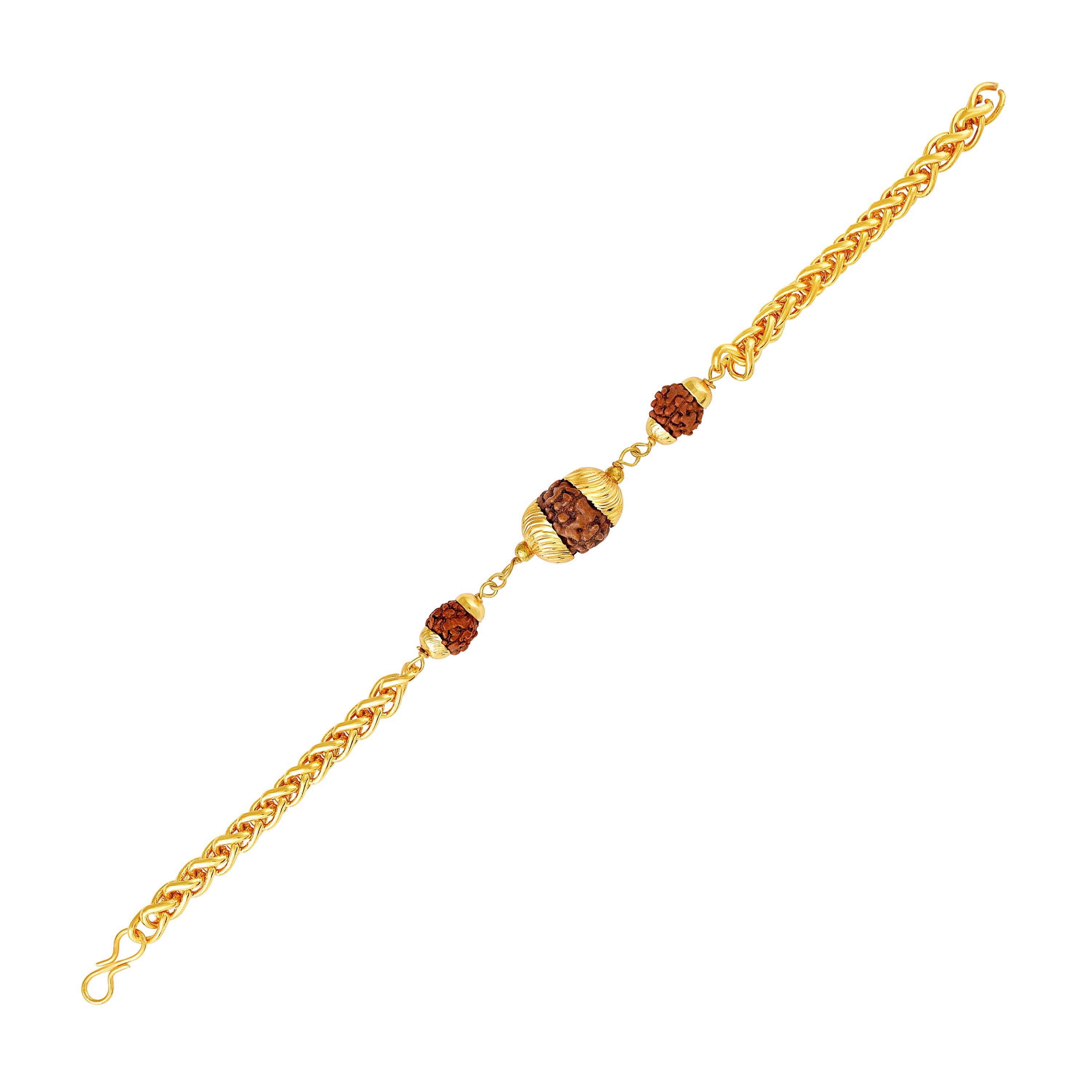 Mahi Adjustable Chain Style | Traditional Religious Gold Plated Rudraksha Bracelet for Daily Wear (BR1101099G)