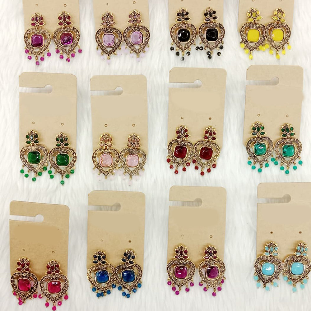 Dhwani Luxury Pota Stone And Austrian Stone Pearl Dangler Earrings