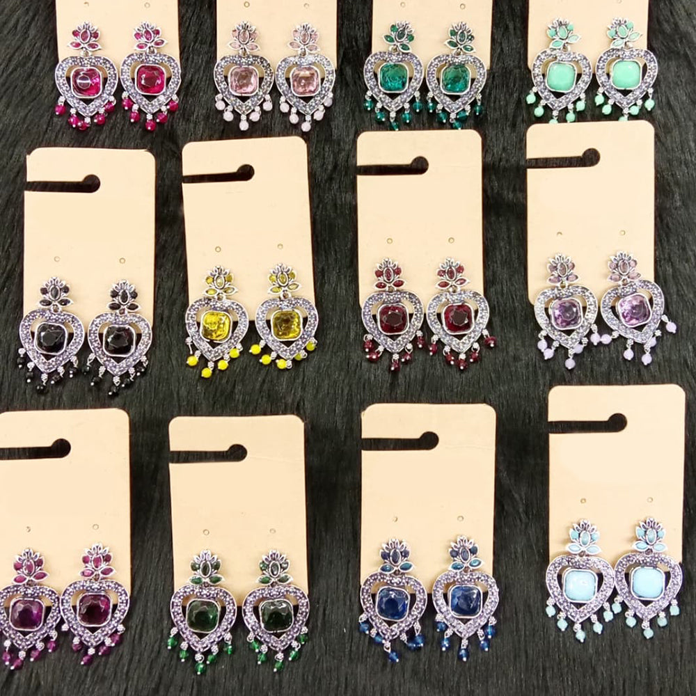 Dhwani Luxury Pota Stone And Austrian Stone Pearl Dangler Earrings