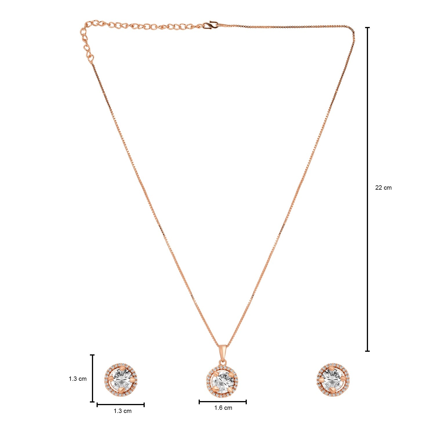 Etnico Latest Stylish CZ American Diamond Teardrop Pendant Set For Women