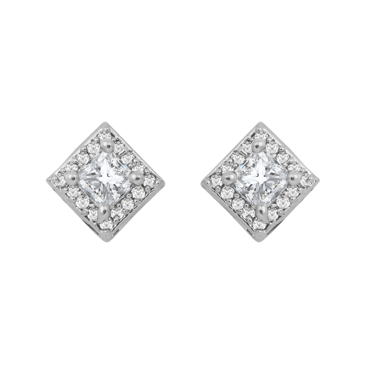 Etnico Latest Stylish Silver Plated CZ American Diamond Pendant Set For Women