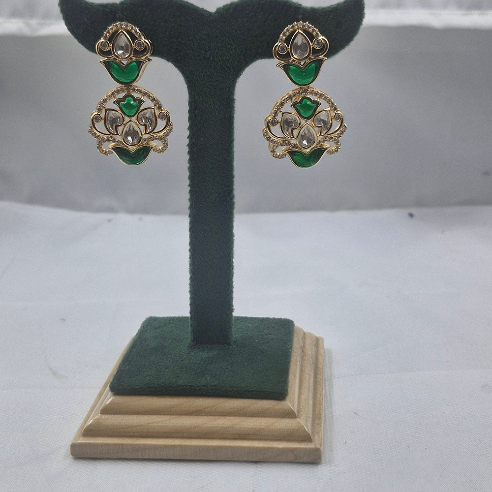 Chiccharm Jewellery Classic Polki Kundan Stone Hanging Earrings