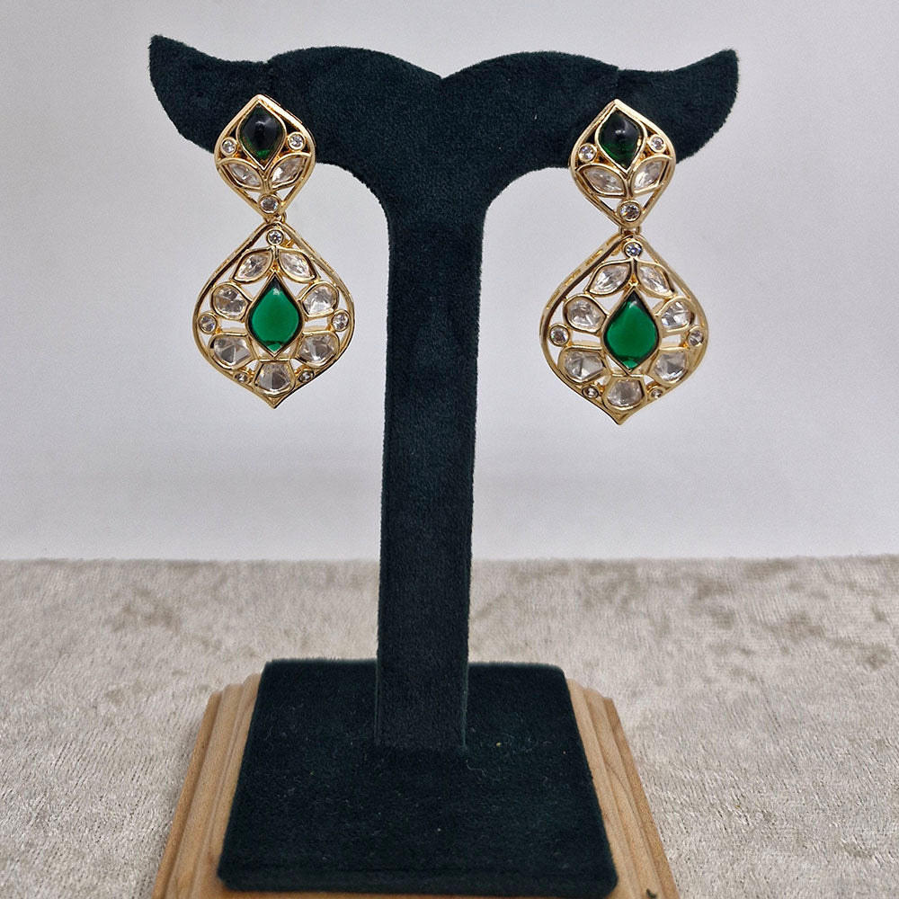 Chiccharm Jewellery Classic Polki Kundan Stone Hanging Earrings