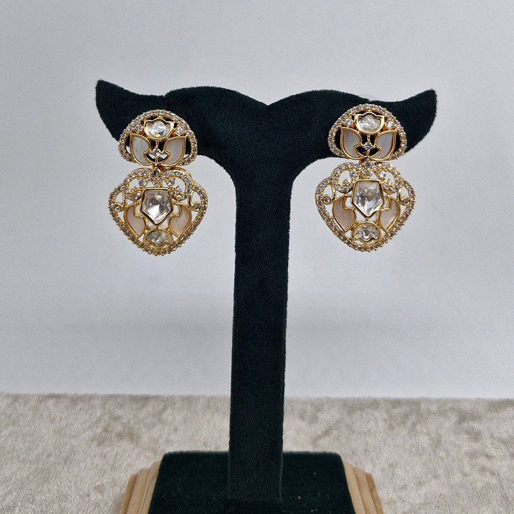 Chiccharm Jewellery Classic Polki Kundan Stone Hanging Earrings