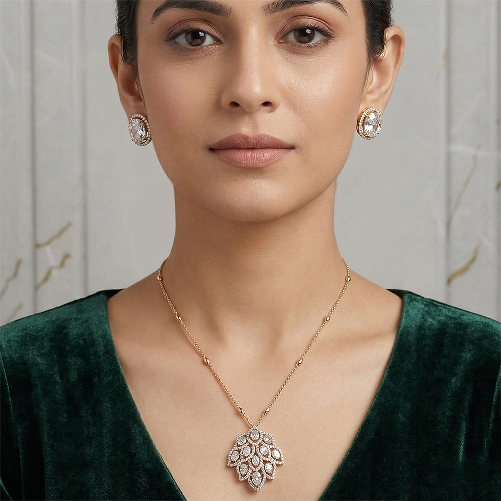 ChicCharm Jewellery Premium American Diamond Necklace Set
