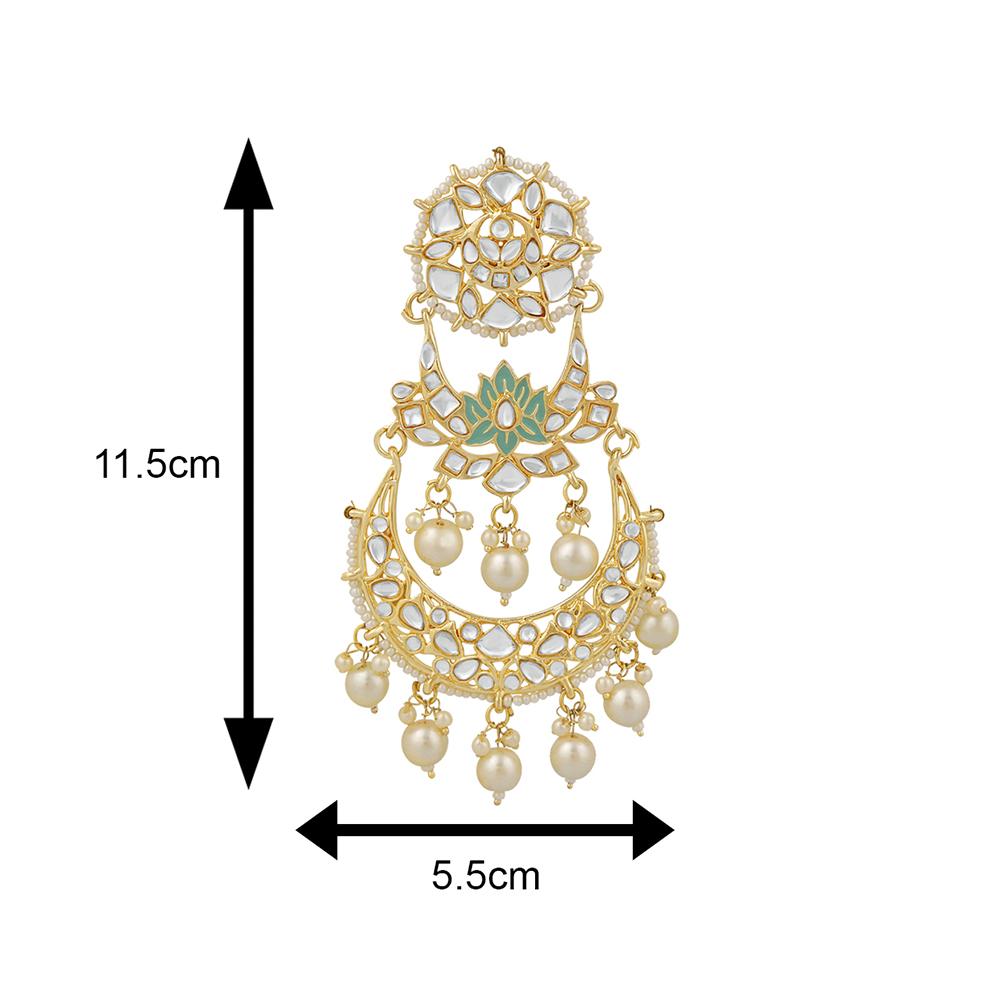 Darshana Jewels  Ethnic Gold Plated White Kundan Chandbali Dangler Earring For Women VECJ100209 (Copy)