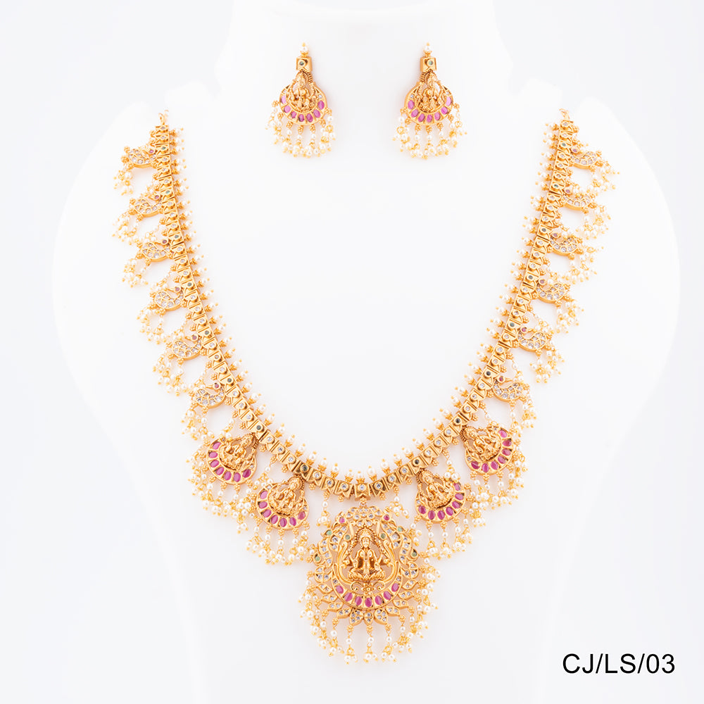 Chiccharm Jewellery Brass and Copper Rajwadi Necklace Set