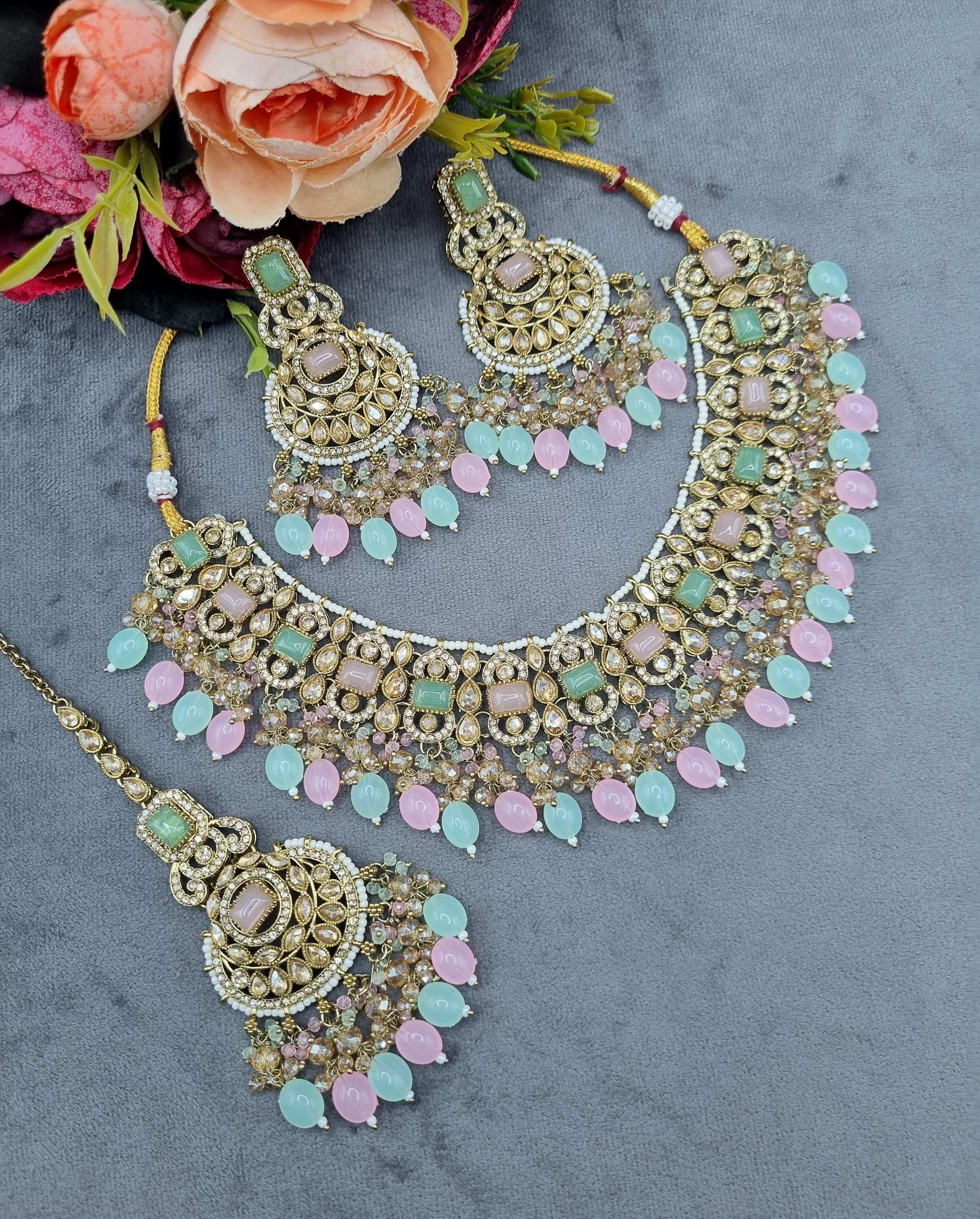 LAFZ Crystal Jewelry Set with Earrings & Maang Tikka - CK1693