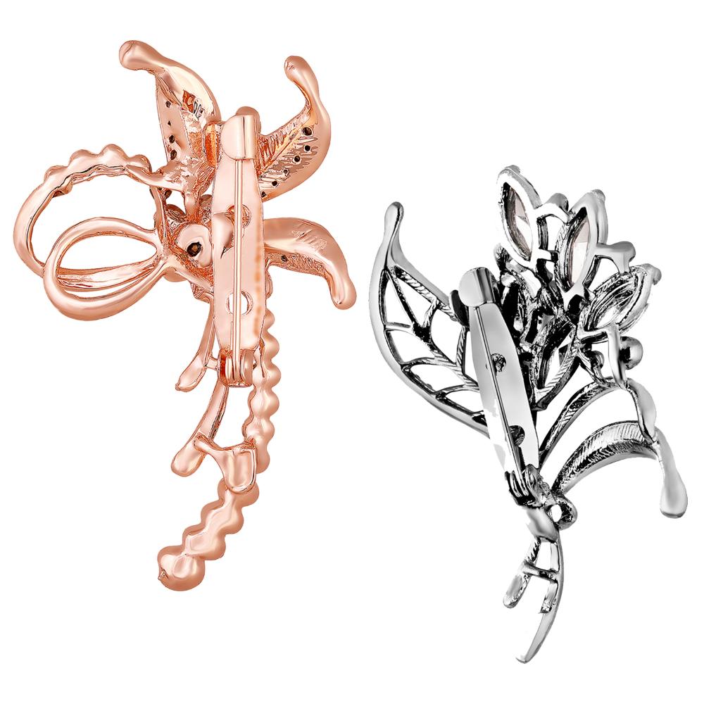 Mahi Combo of 2 Flower Shaped Crystal Studded Wedding Brooches / Lapel Pin for Women (CO1105747M)