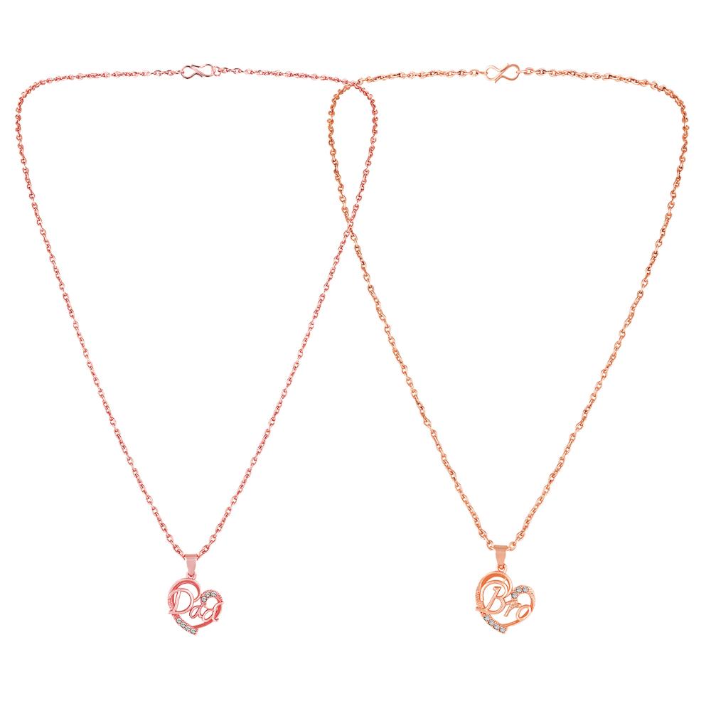 Mahi Combo of Dad and Bro Heart Pendant with Crystal for Women (CO1105752Z)