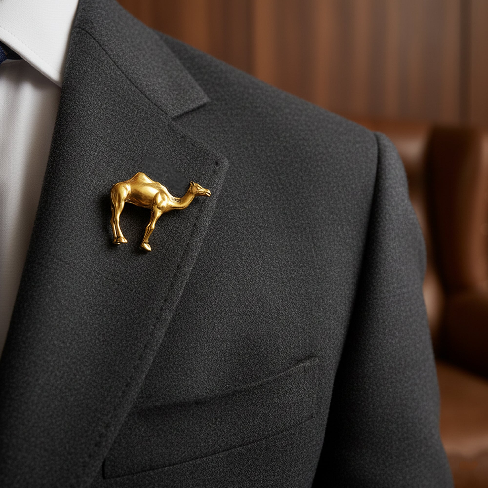 Mahi Comb of Gold-Tone Eagle-Camel-Themed Designer Lapel Pin Brooch for Men | Antique Finish Statement Badge (CO1105867G)
