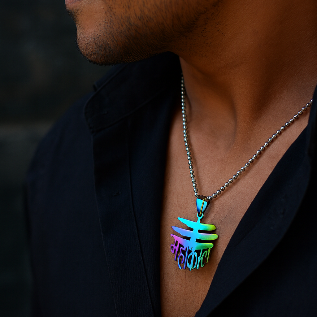 Urthn Silver Plated Mahakal Chain Pendant For Men