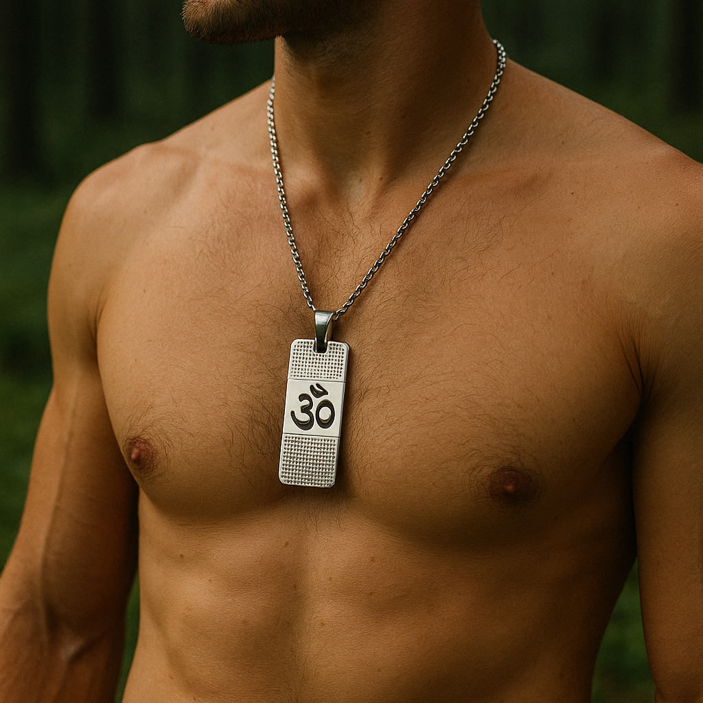 Urthn Silver Plated OM Chain Pendant