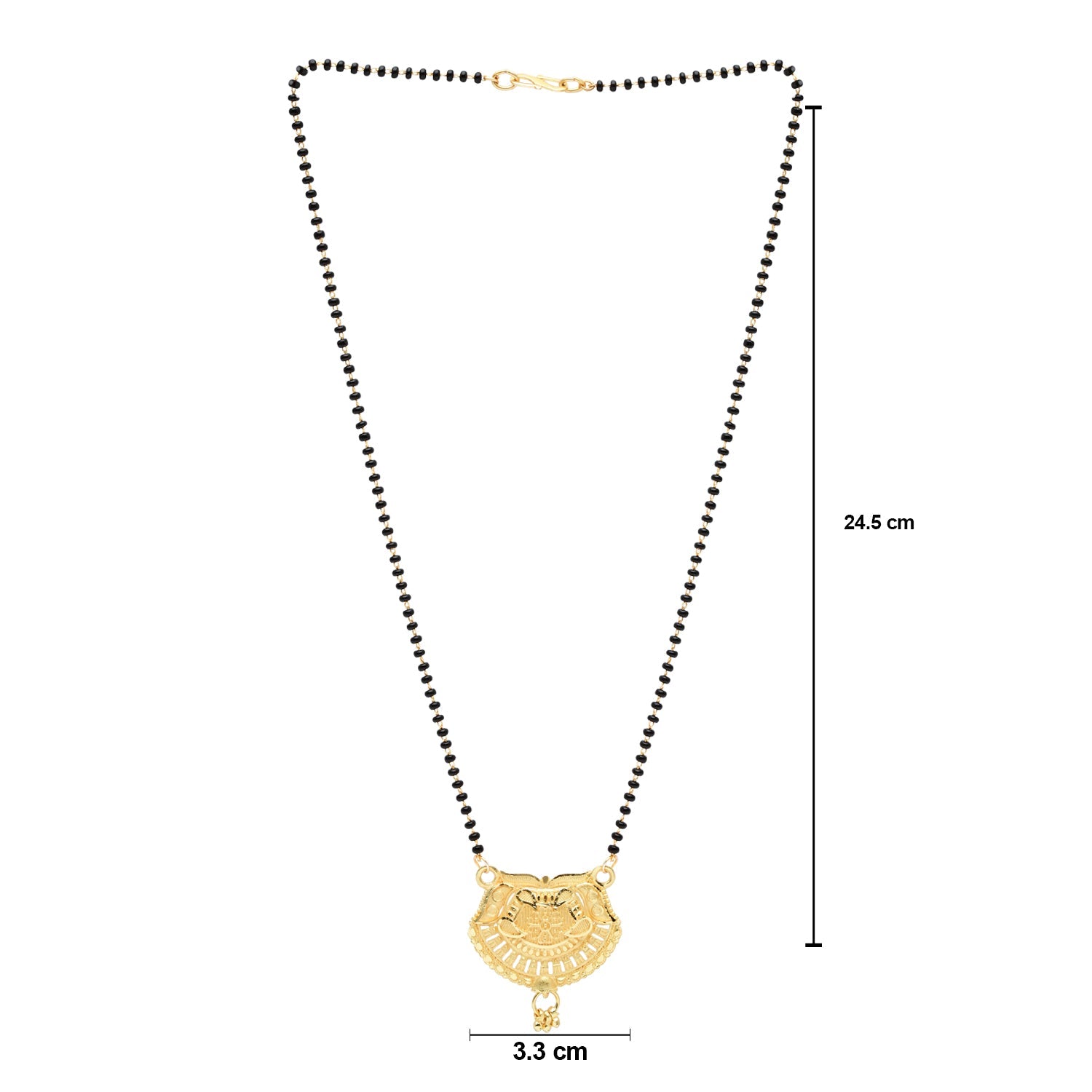 Etnico Gold Plated Traditional Single Line Pendant with Black Bead Chain Mangalsutra for Women