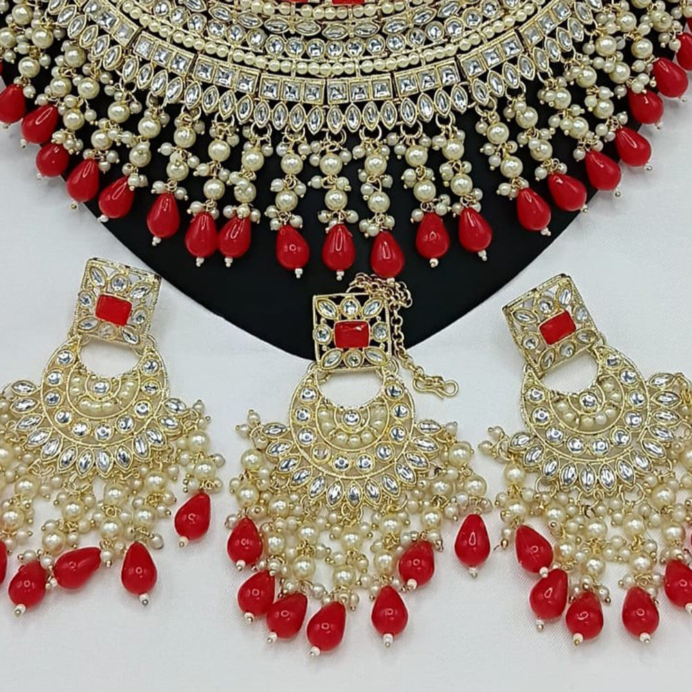 Gehana Mahal Gold Plated Kundan Stone And Beads Necklace Set