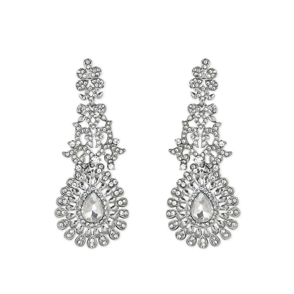 Etnico Silver Plated White Diamond Sparkling Dangle Earrings for Women (E2101ZW)