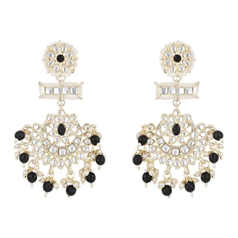 Etnico Gold Plated Traditional Kundan & Pearl Chandbali Earrings For Women (E2927B)