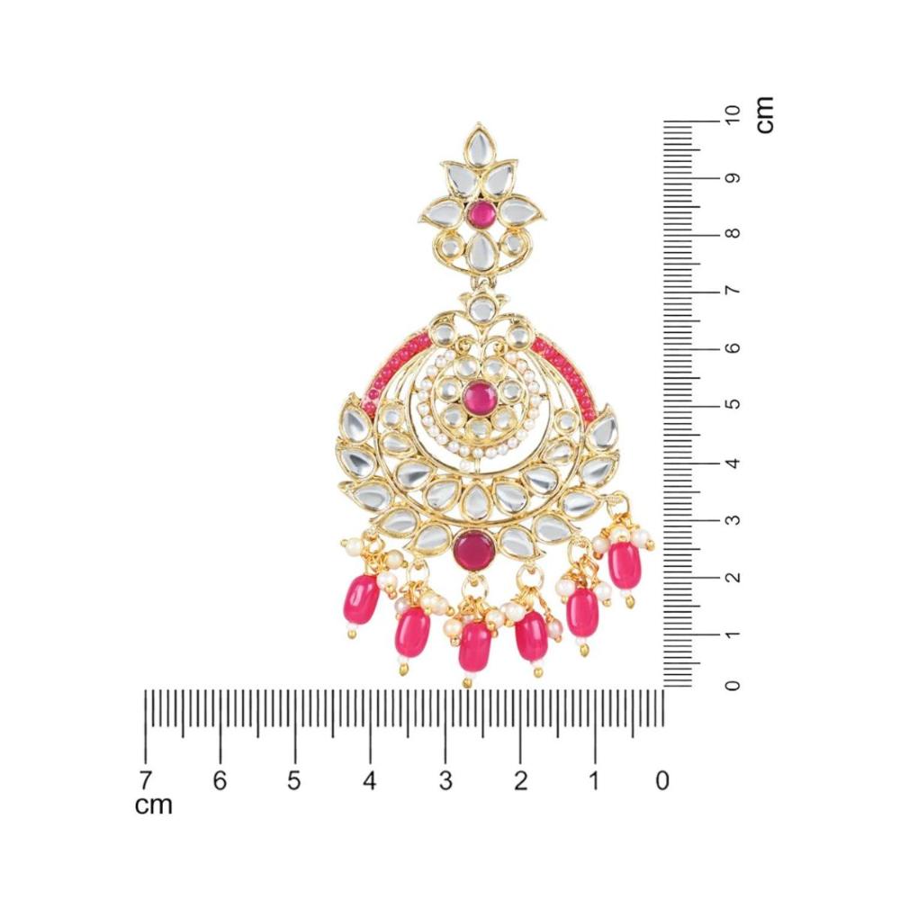 Etnico Gold Plated Traditional Kundan & Pearl Chandbali Earrings for Women (E3019Q)