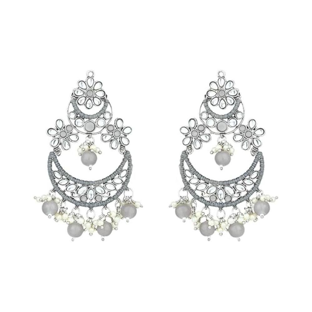 Etnico Gold Plated Traditional Handcrafted Pearl Kundan Beaded Chandbali Earrings for Women/Girls (Style 3)