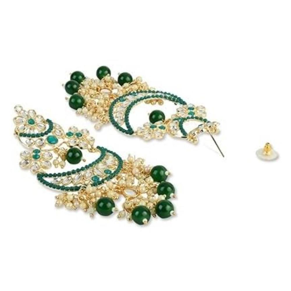 Etnico Gold Plated Traditional Handcrafted Pearl Kundan Beaded Chandbali Earrings for Women/Girls (E3054G)