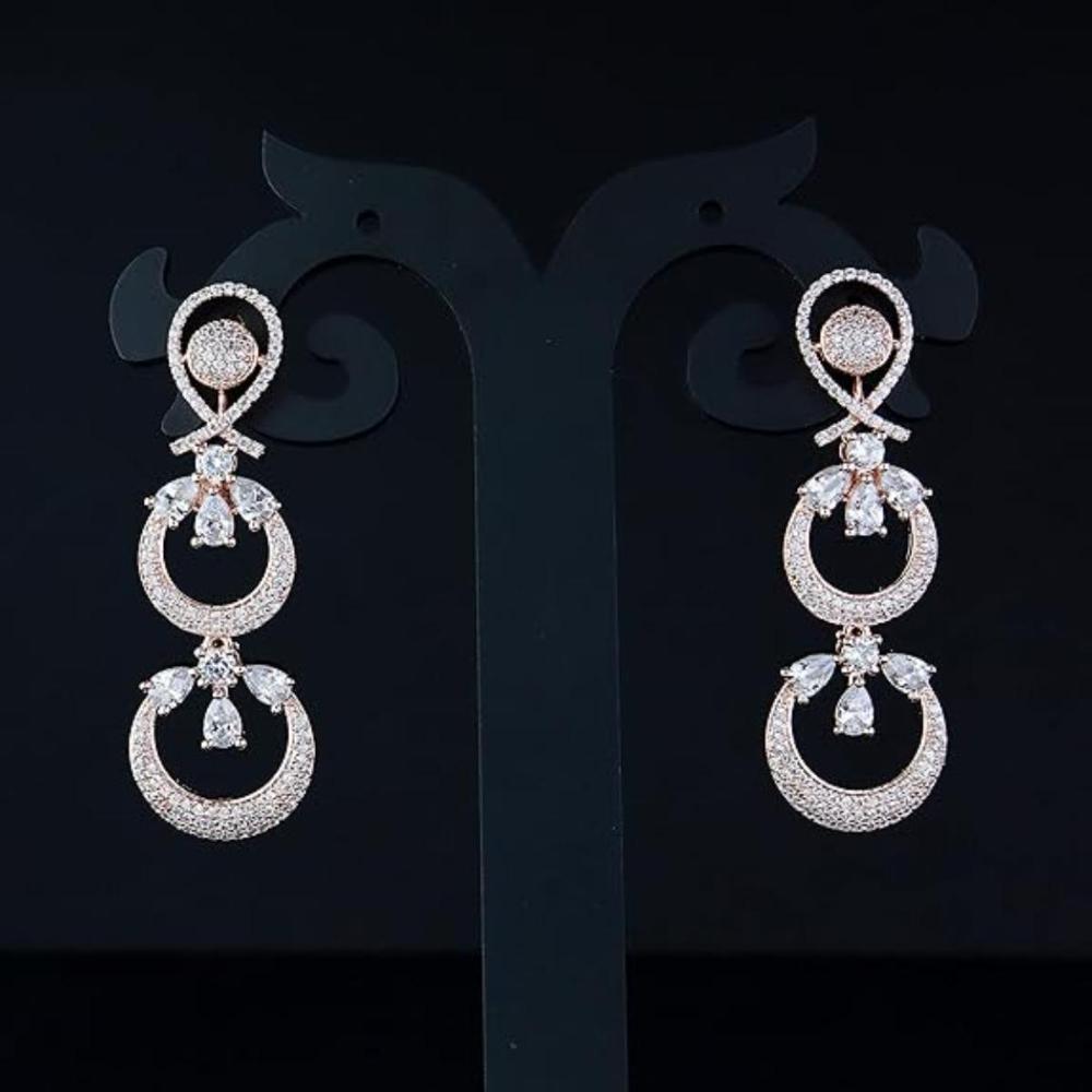 Etnico Stylish Latest Fashion Rose Gold Plated Glittering Crystal AD Stone studded Earrings for Women & Girls (E3087RG)