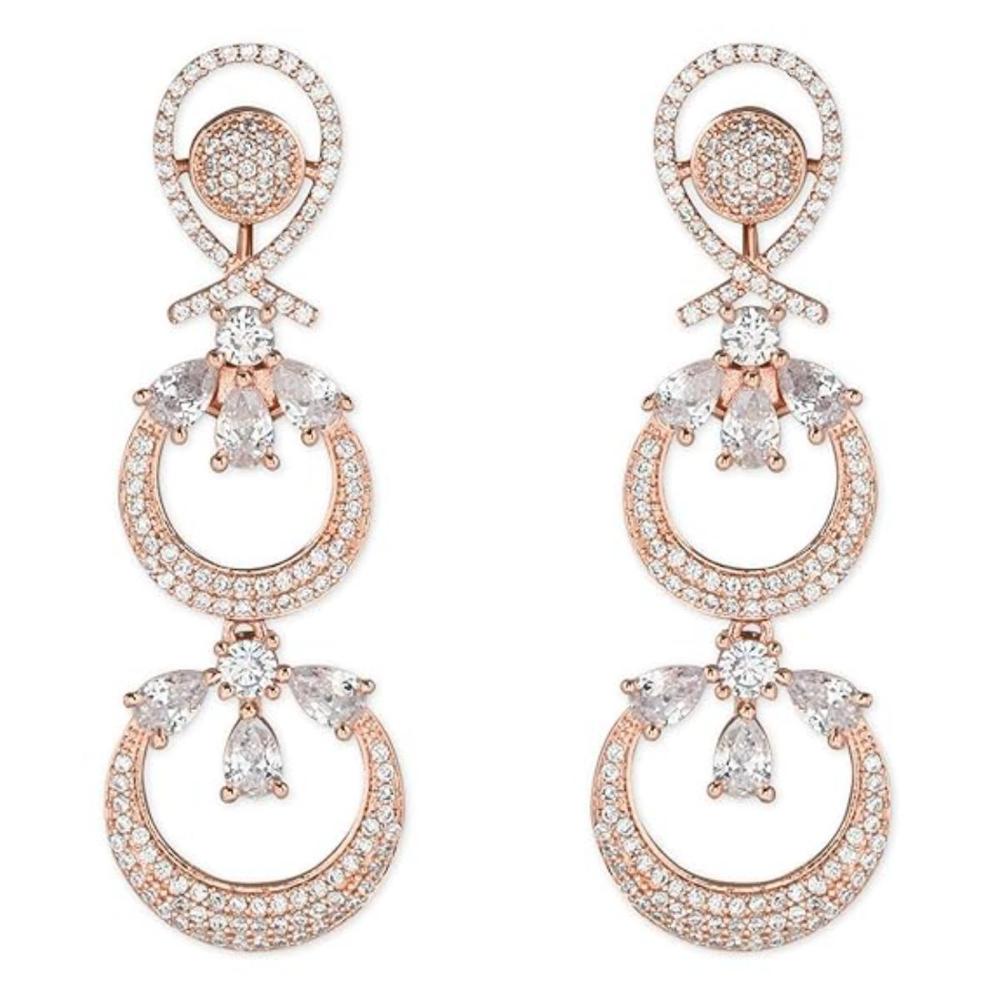 Etnico Stylish Latest Fashion Rose Gold Plated Glittering Crystal AD Stone studded Earrings for Women & Girls (E3087RG)