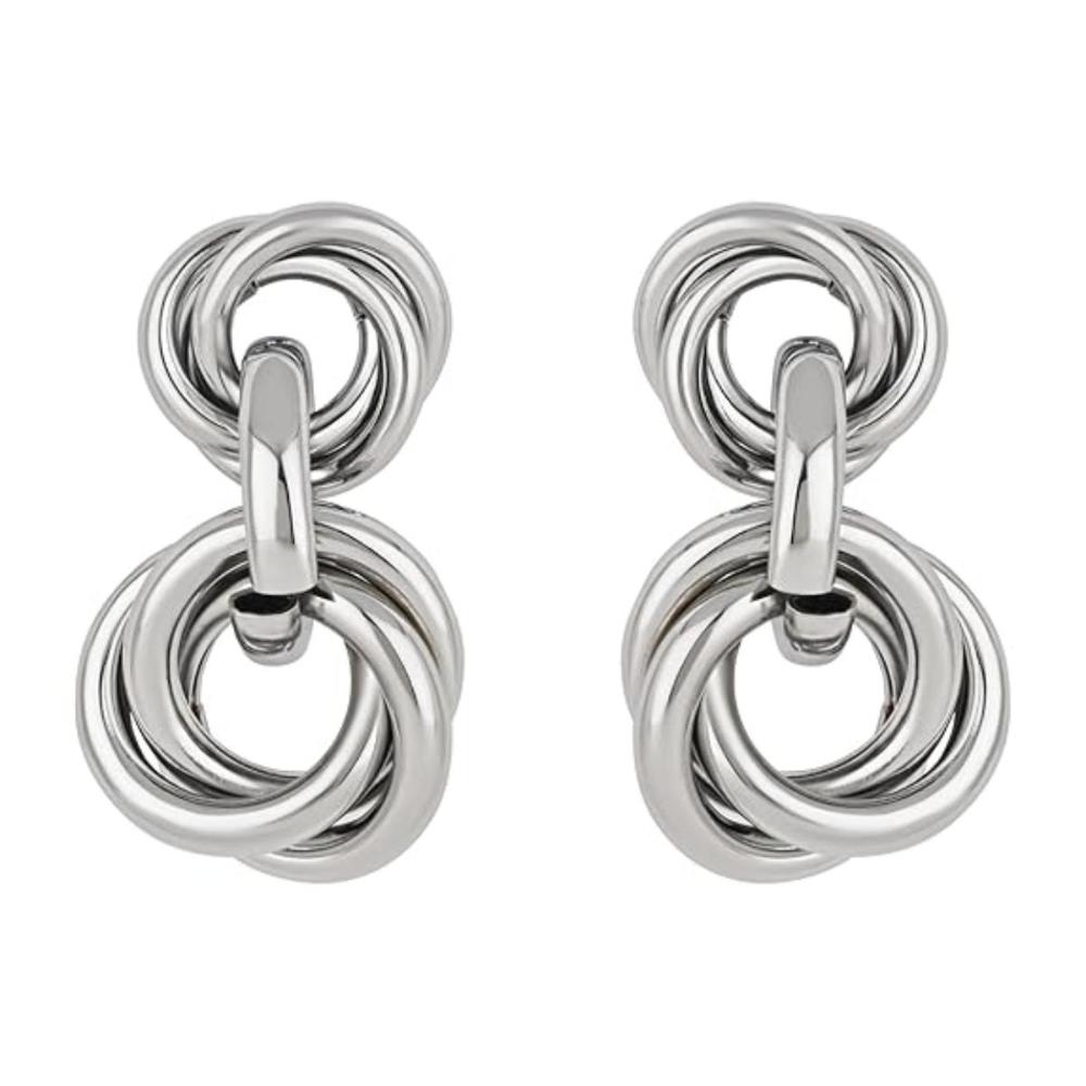 Etnico Latest Fashion Stylish Silver Plated Lightweight Freshwater Pearl Drop Dangler Chunky Studs Earrings For Women (Style 6)
