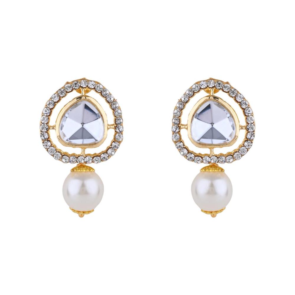 Etnico Gold Plated Kundan Stud Earrings For Women And Girls (E3240W)
