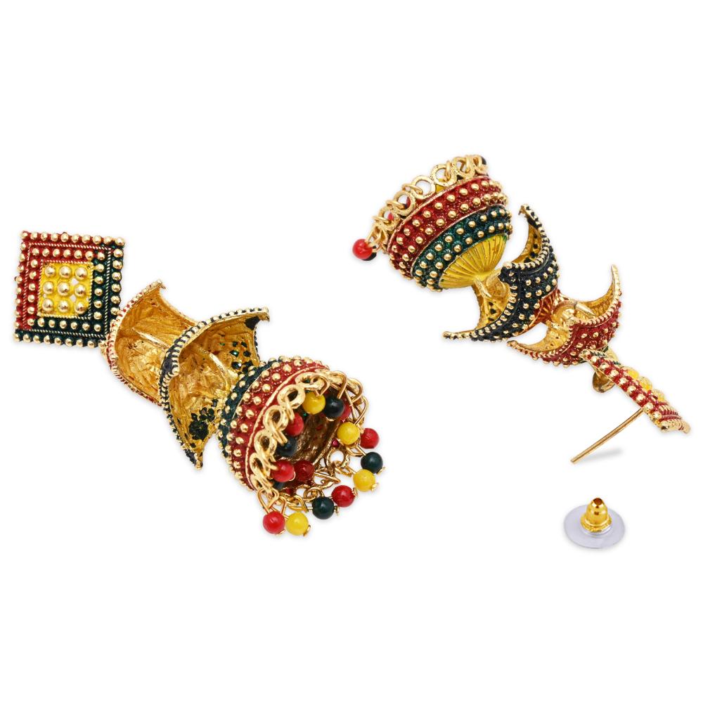 Etnico Gold Plated Multicolor Meenakari Jhumka Earrings For Women (E3299Mul)