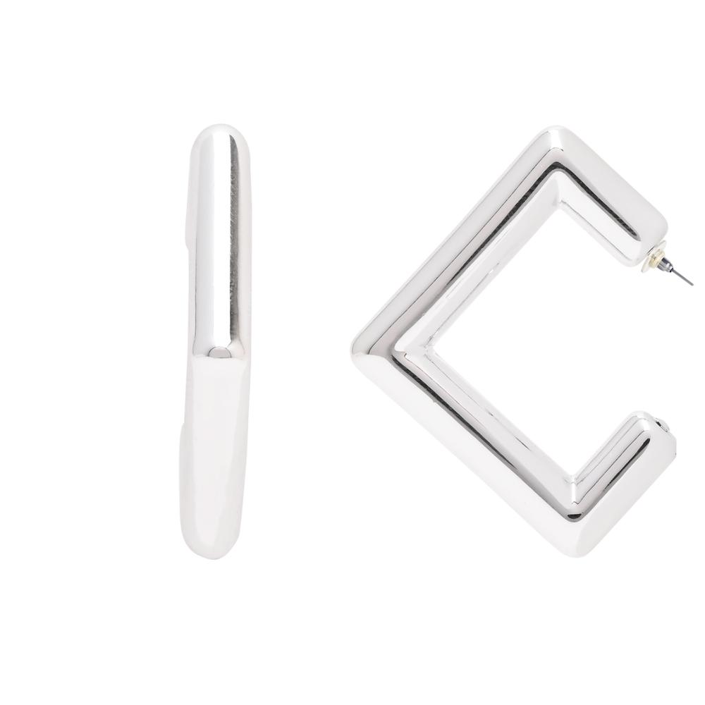 Etnico Silver Plated Classic Square Shaped Lightweight Minimal Stud Earrings For Women (E3300S)