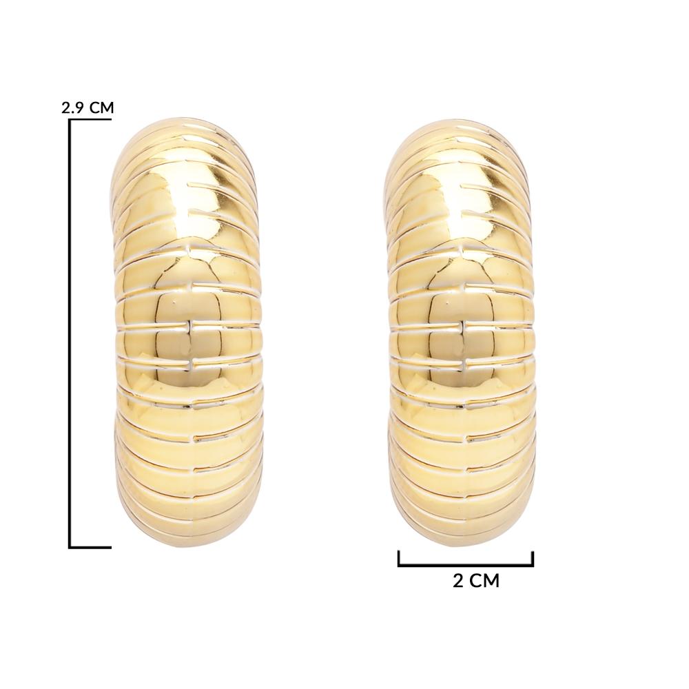 Etnico Gold Plated Half Circle Designed Stud Earrings For Women (E3303FL)