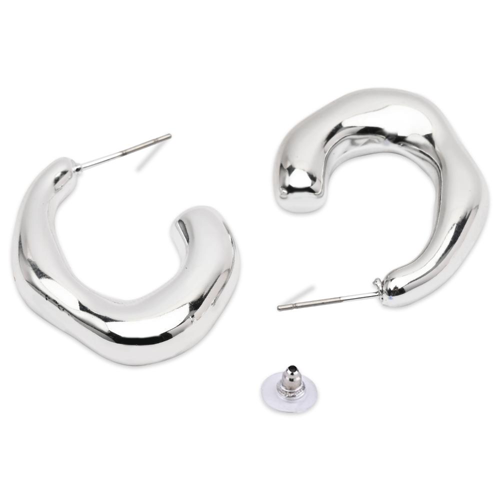 Etnico Silver Plated Trendy Chunki Earrings For Women (E3304S)