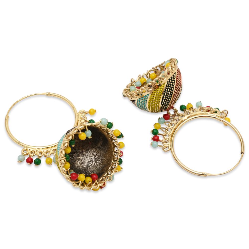 Etnico Traditional Gold Plated Multicolor Meenakari Jhumka Earrings For Women (E3307Mul)
