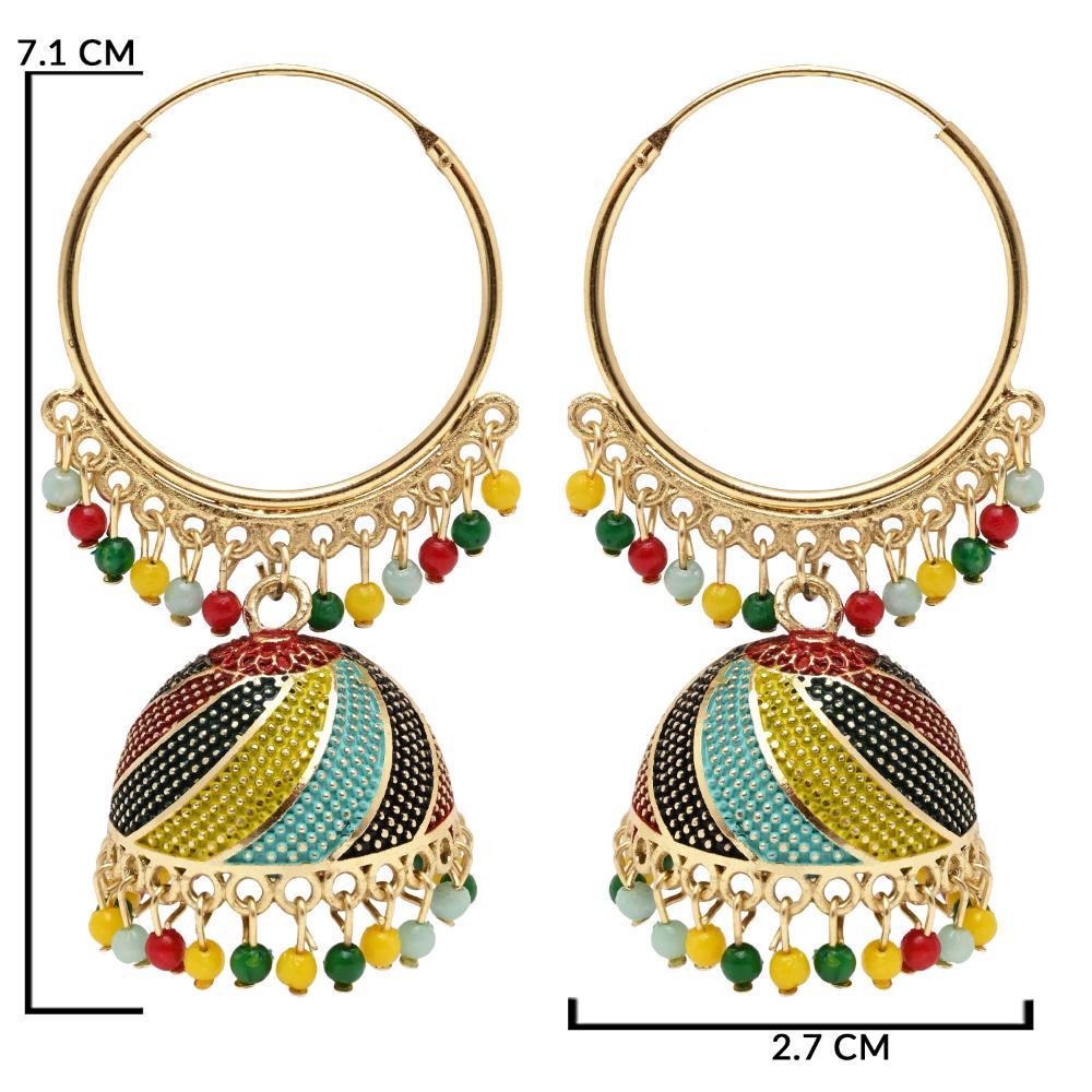 Etnico Traditional Gold Plated Multicolor Meenakari Jhumka Earrings For Women (E3307Mul)