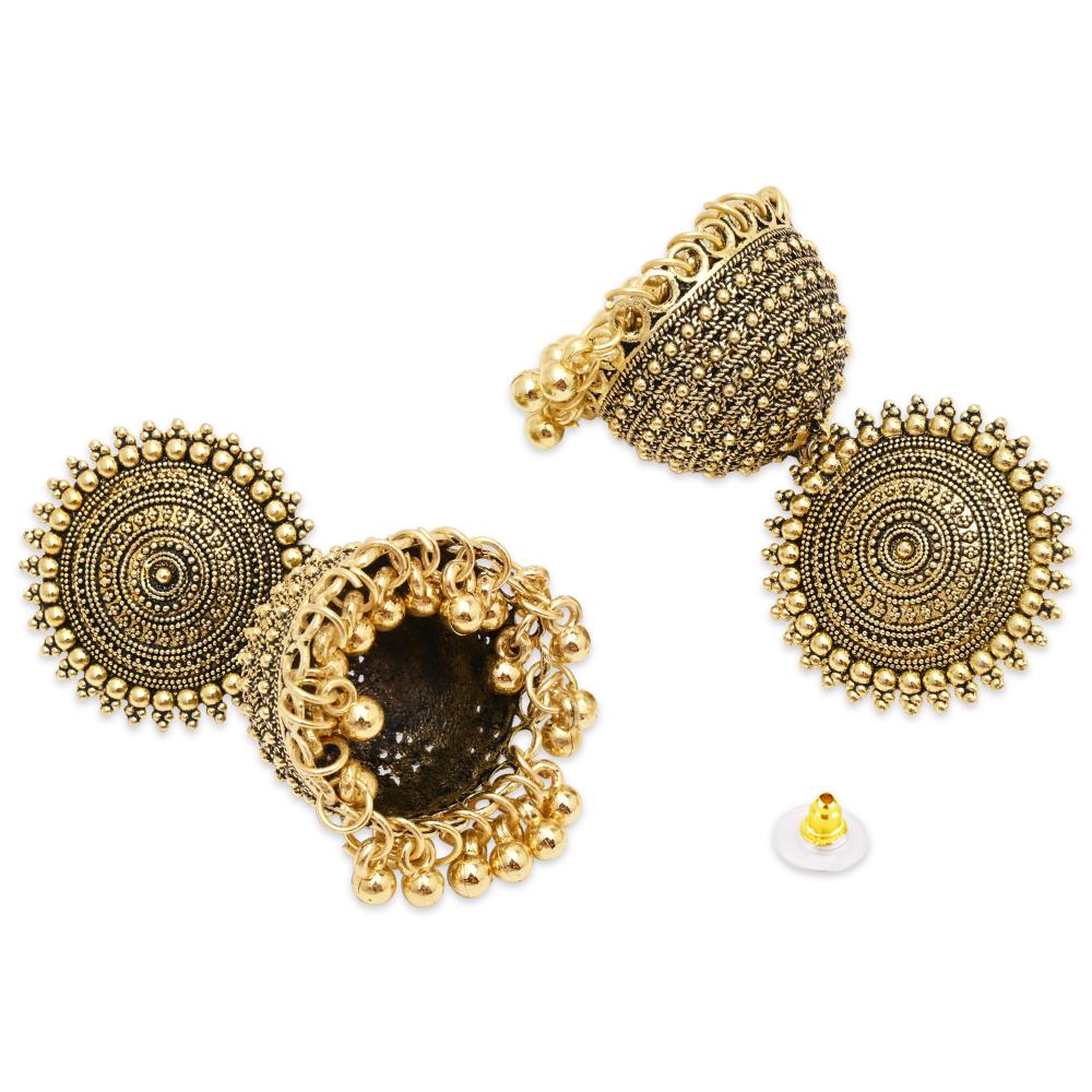 Etnico Gold Plated Traditional Jhumka Earrings For Women (E3313FL)