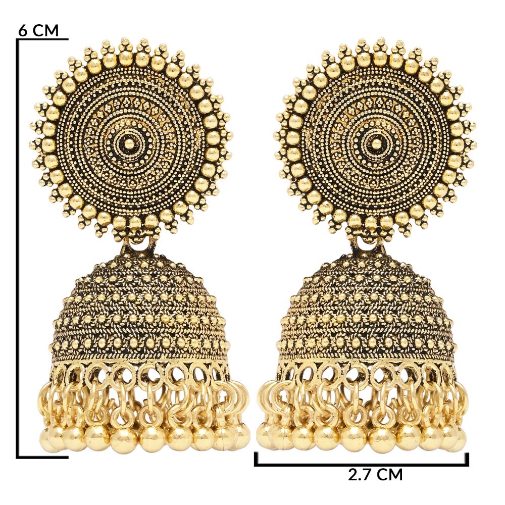 Etnico Gold Plated Traditional Jhumka Earrings For Women (E3313FL)