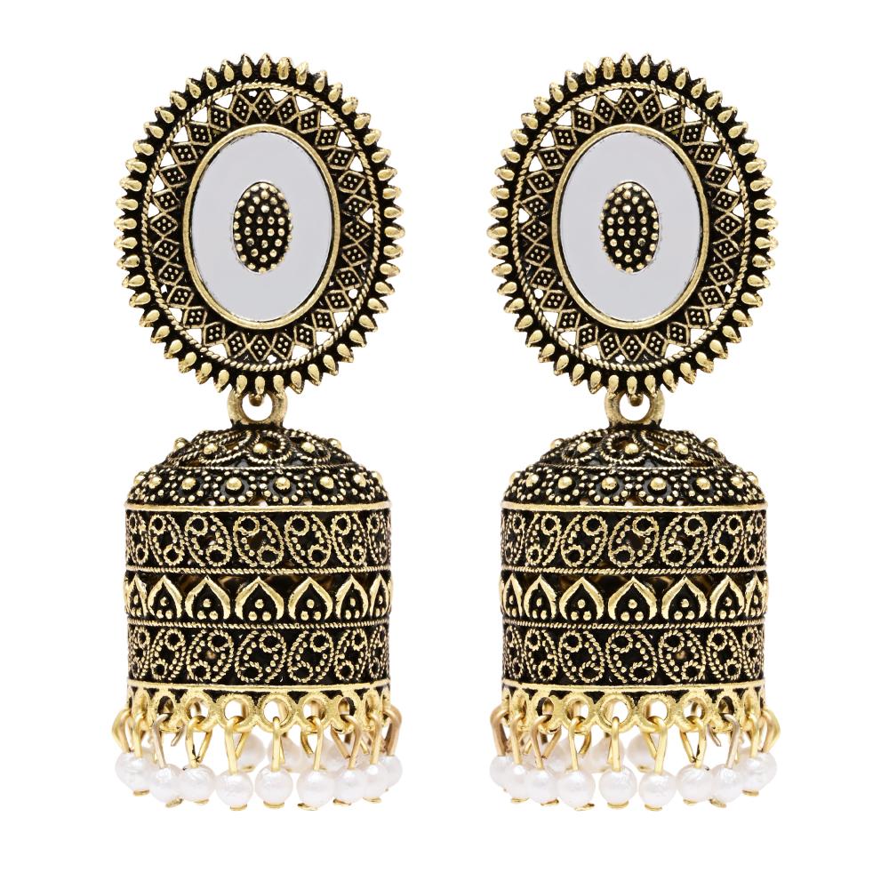 Etnico Gold Plated Traditional Jhumka Earrings For Women (E3314FL)