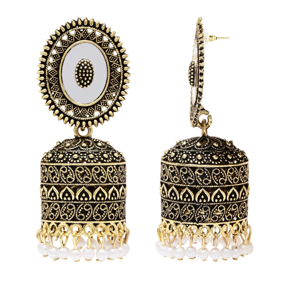 Etnico Gold Plated Traditional Jhumka Earrings For Women (E3314FL)