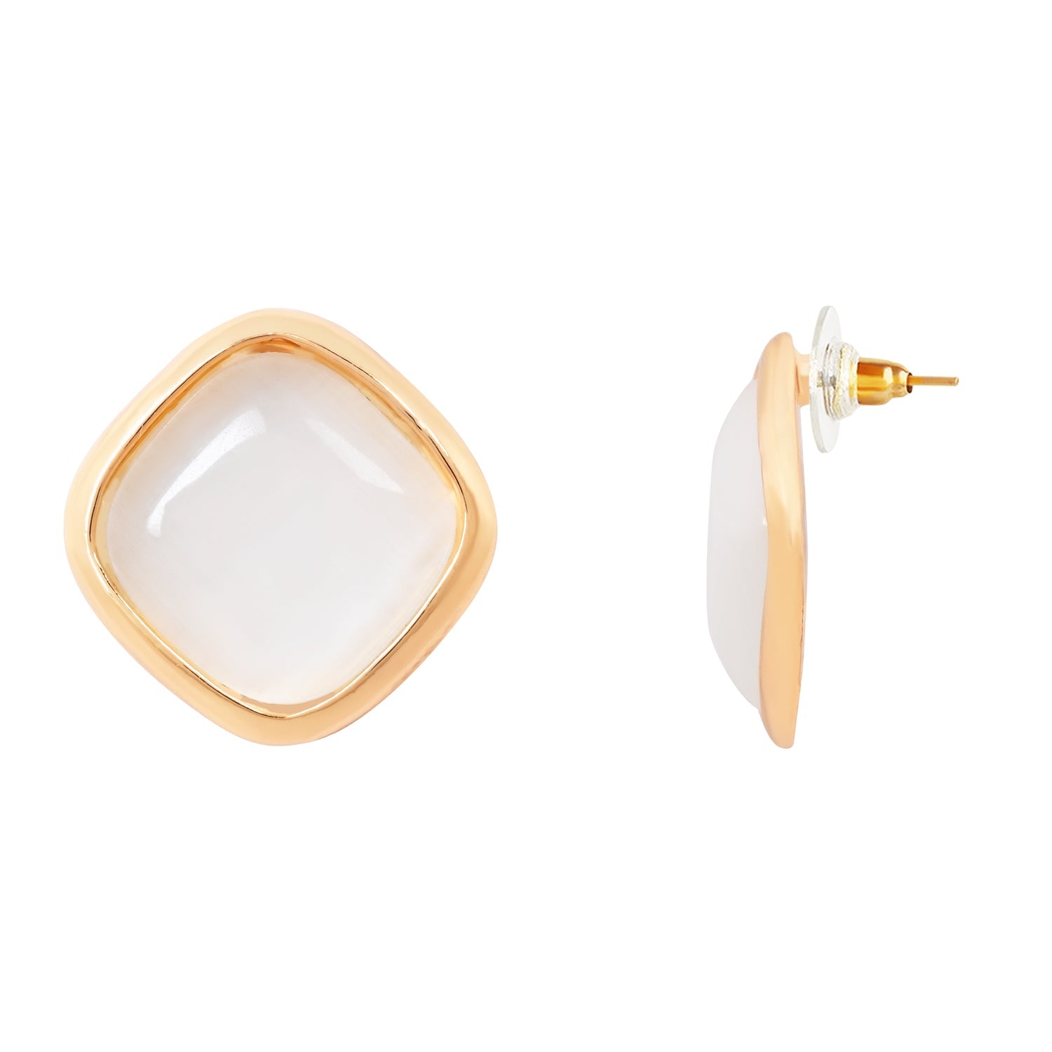 Etnico Gold Plated Mother of Pearl Latest Stylish Lightweight Radiance Stud Earrings For Women