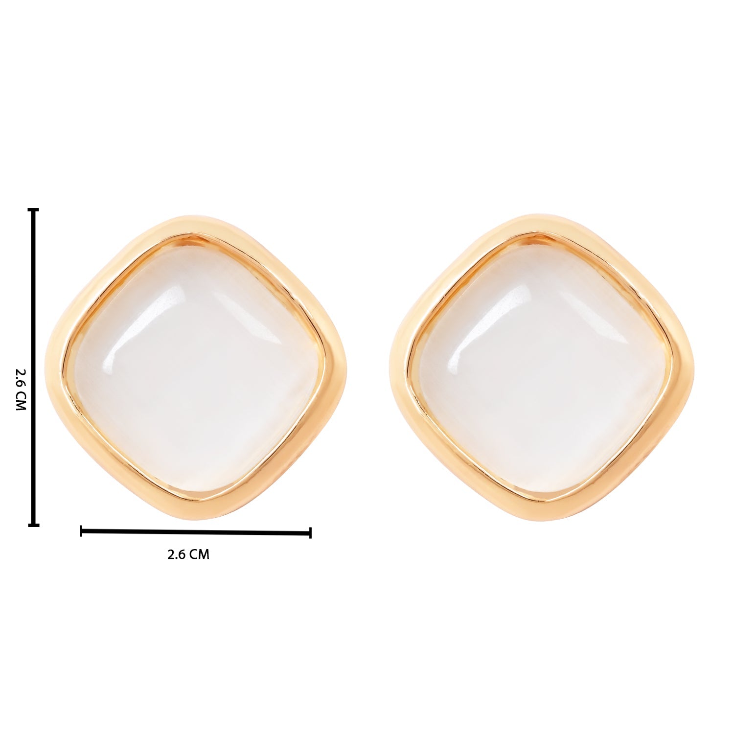 Etnico Gold Plated Mother of Pearl Latest Stylish Lightweight Radiance Stud Earrings For Women