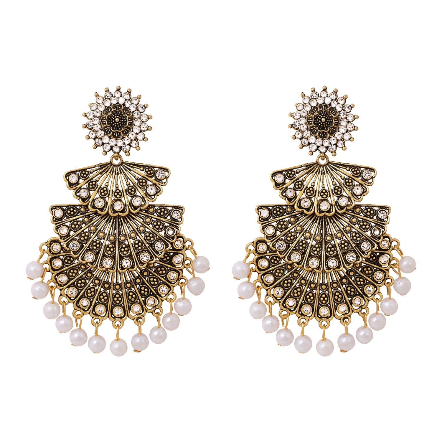 Etnico Gold Plated Kundan Traditional Designer chandbalis Earrings for Women